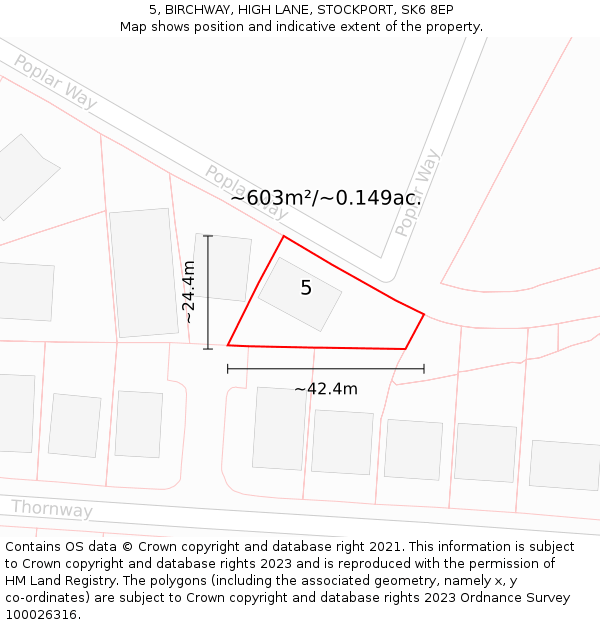 5, BIRCHWAY, HIGH LANE, STOCKPORT, SK6 8EP: Plot and title map