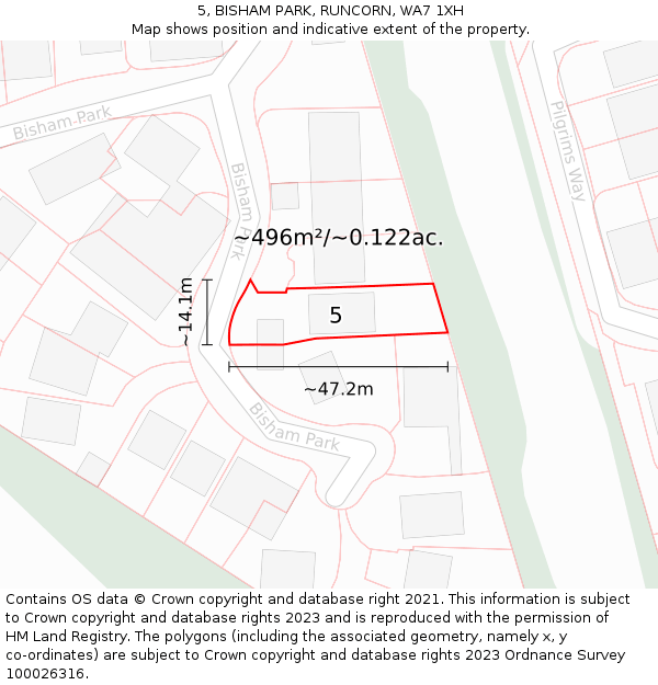 5, BISHAM PARK, RUNCORN, WA7 1XH: Plot and title map
