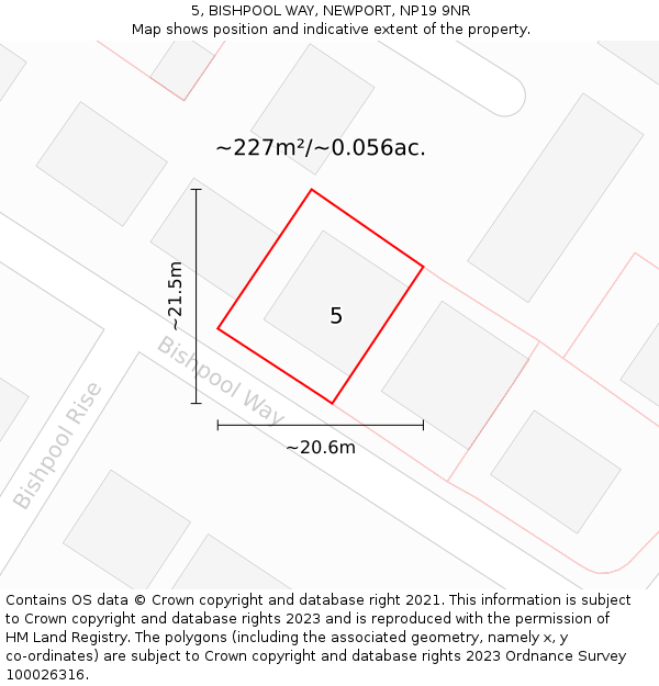 5, BISHPOOL WAY, NEWPORT, NP19 9NR: Plot and title map