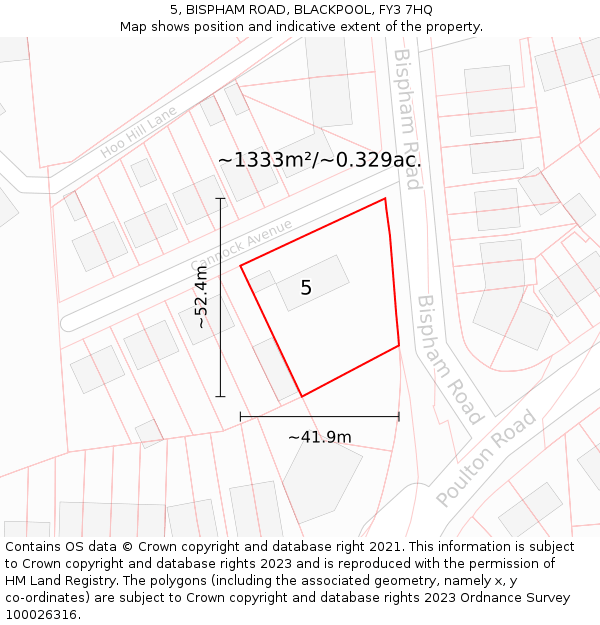 5, BISPHAM ROAD, BLACKPOOL, FY3 7HQ: Plot and title map
