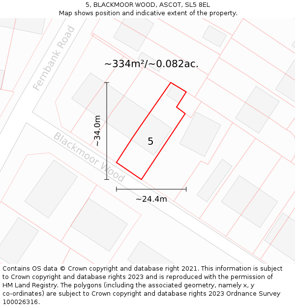 5, BLACKMOOR WOOD, ASCOT, SL5 8EL: Plot and title map