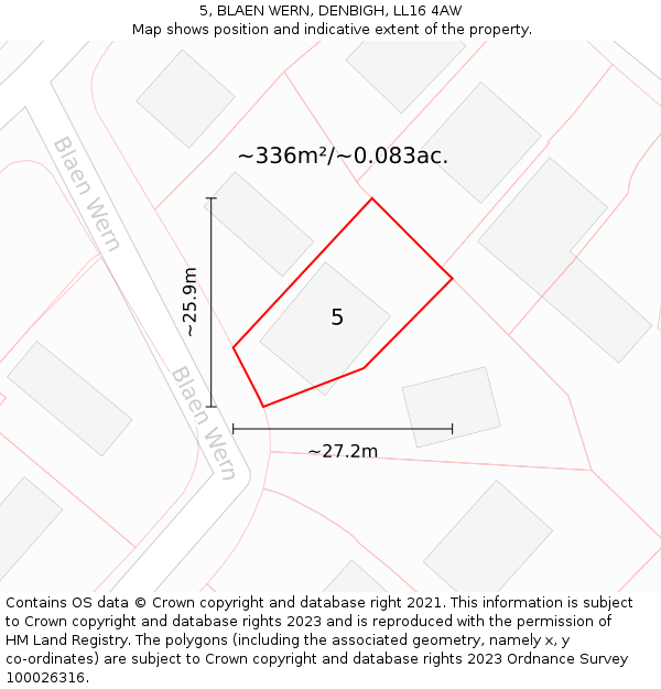 5, BLAEN WERN, DENBIGH, LL16 4AW: Plot and title map