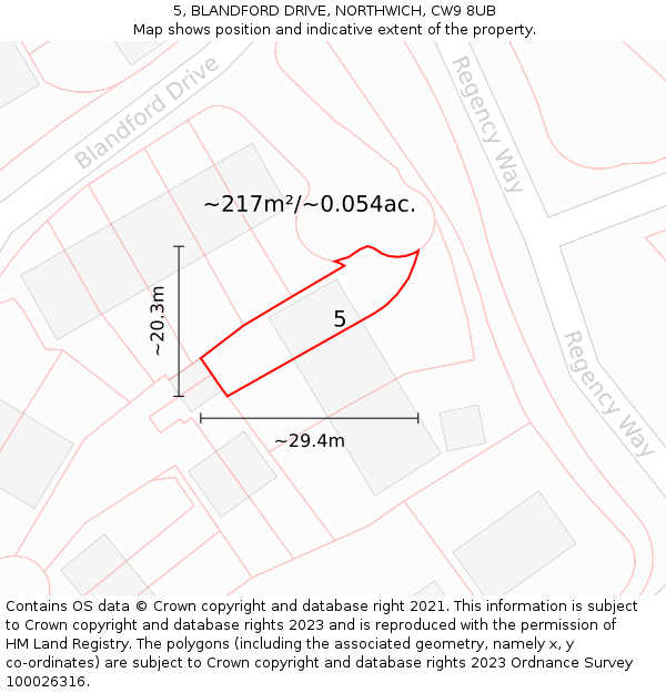 5, BLANDFORD DRIVE, NORTHWICH, CW9 8UB: Plot and title map