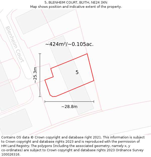 5, BLENHEIM COURT, BLYTH, NE24 3XN: Plot and title map