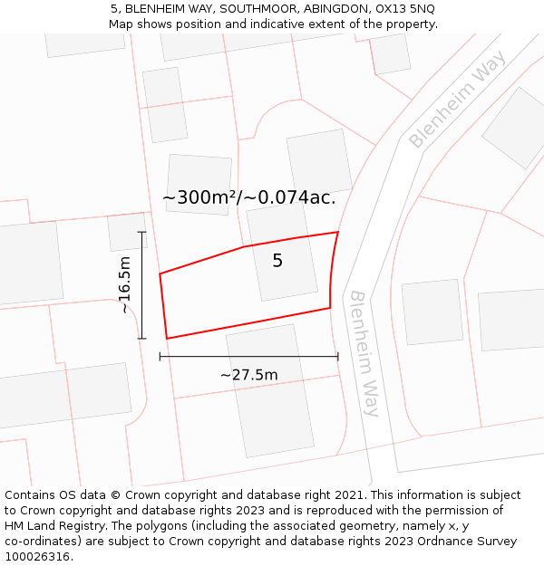 5, BLENHEIM WAY, SOUTHMOOR, ABINGDON, OX13 5NQ: Plot and title map