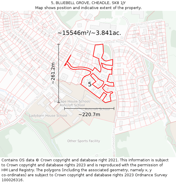 5, BLUEBELL GROVE, CHEADLE, SK8 1JY: Plot and title map