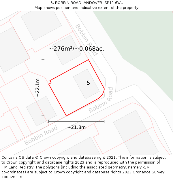 5, BOBBIN ROAD, ANDOVER, SP11 6WU: Plot and title map