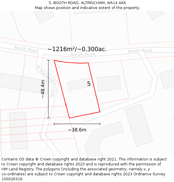 5, BOOTH ROAD, ALTRINCHAM, WA14 4AX: Plot and title map
