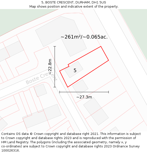 5, BOSTE CRESCENT, DURHAM, DH1 5US: Plot and title map