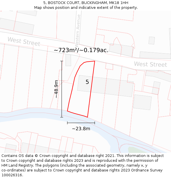 5, BOSTOCK COURT, BUCKINGHAM, MK18 1HH: Plot and title map