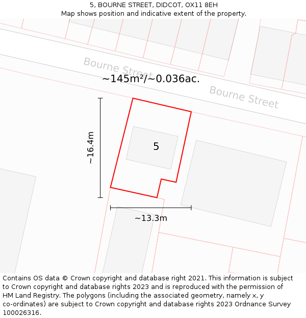 5, BOURNE STREET, DIDCOT, OX11 8EH: Plot and title map
