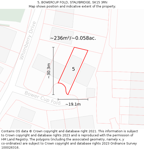 5, BOWERCUP FOLD, STALYBRIDGE, SK15 3RN: Plot and title map