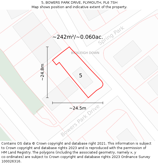 5, BOWERS PARK DRIVE, PLYMOUTH, PL6 7SH: Plot and title map