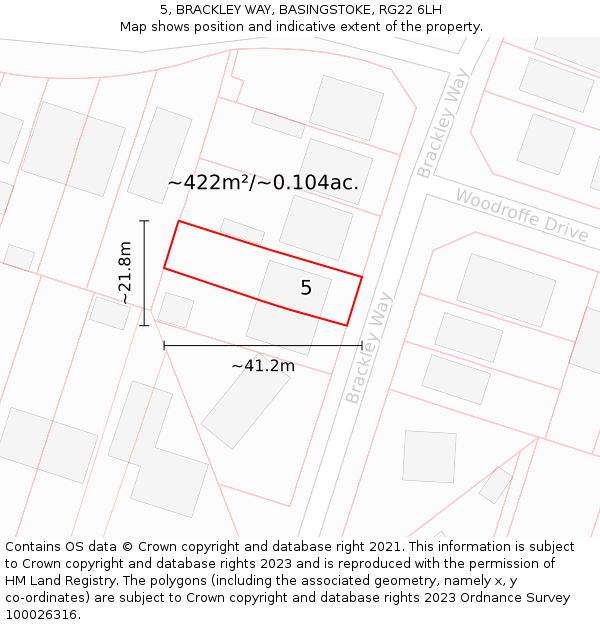 5, BRACKLEY WAY, BASINGSTOKE, RG22 6LH: Plot and title map