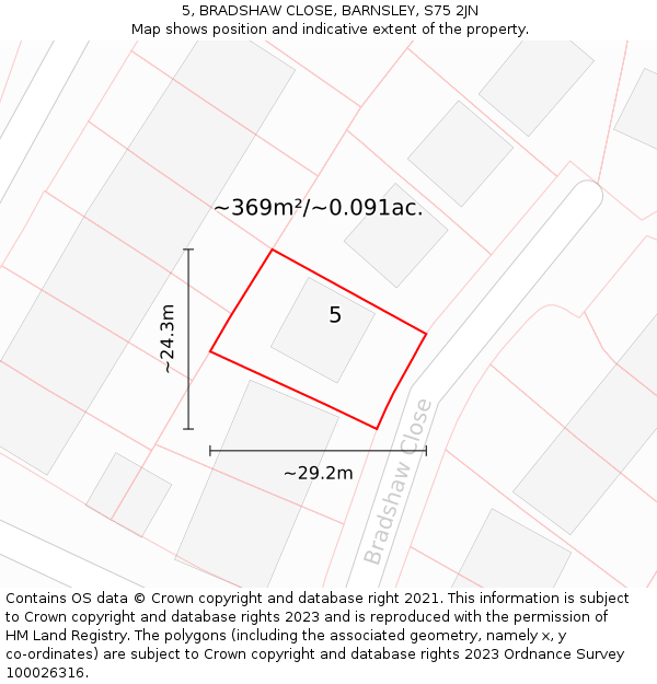 5, BRADSHAW CLOSE, BARNSLEY, S75 2JN: Plot and title map