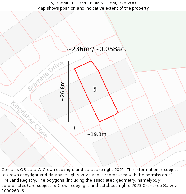 5, BRAMBLE DRIVE, BIRMINGHAM, B26 2QQ: Plot and title map