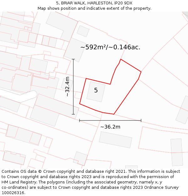 5, BRIAR WALK, HARLESTON, IP20 9DX: Plot and title map