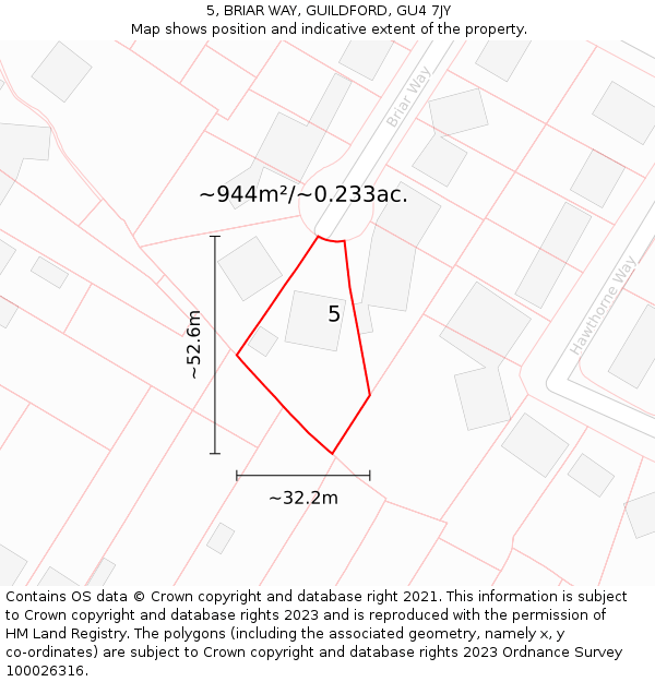 5, BRIAR WAY, GUILDFORD, GU4 7JY: Plot and title map