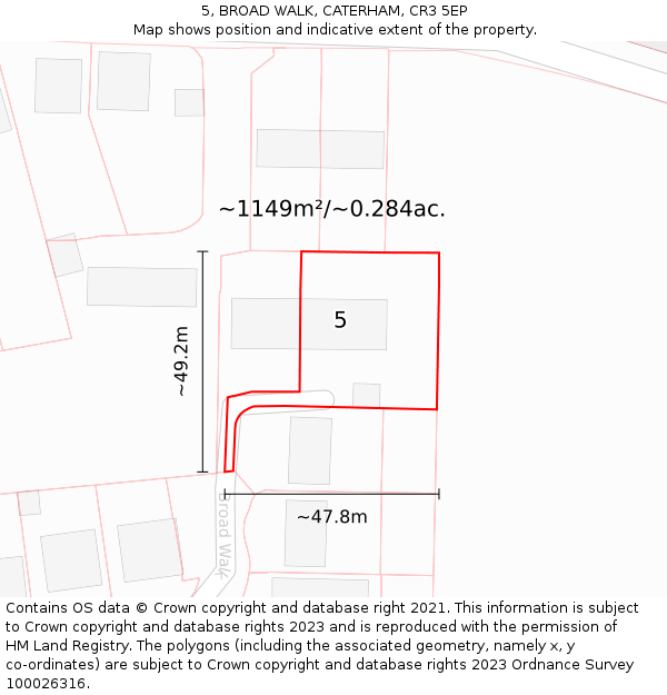 5, BROAD WALK, CATERHAM, CR3 5EP: Plot and title map