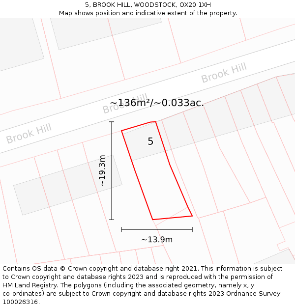 5, BROOK HILL, WOODSTOCK, OX20 1XH: Plot and title map