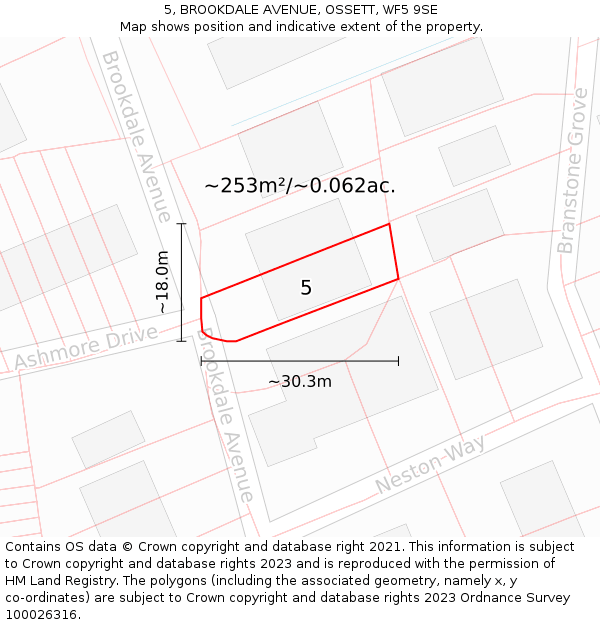 5, BROOKDALE AVENUE, OSSETT, WF5 9SE: Plot and title map