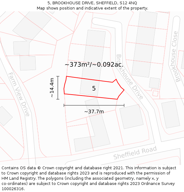 5, BROOKHOUSE DRIVE, SHEFFIELD, S12 4NQ: Plot and title map