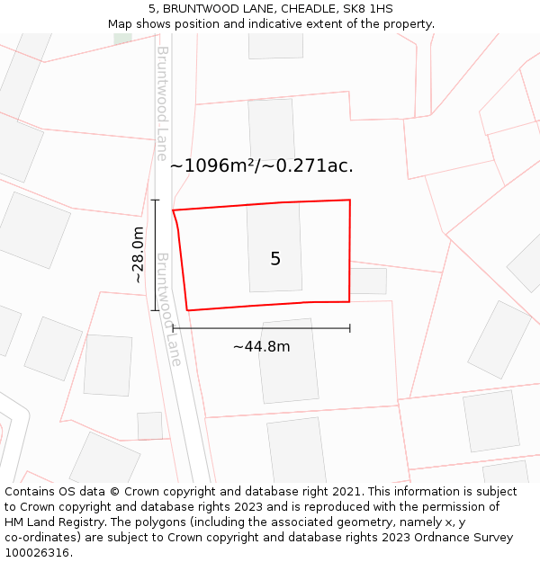 5, BRUNTWOOD LANE, CHEADLE, SK8 1HS: Plot and title map