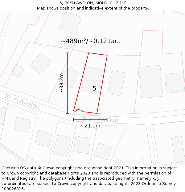 5, BRYN AWELON, MOLD, CH7 1LT: Plot and title map