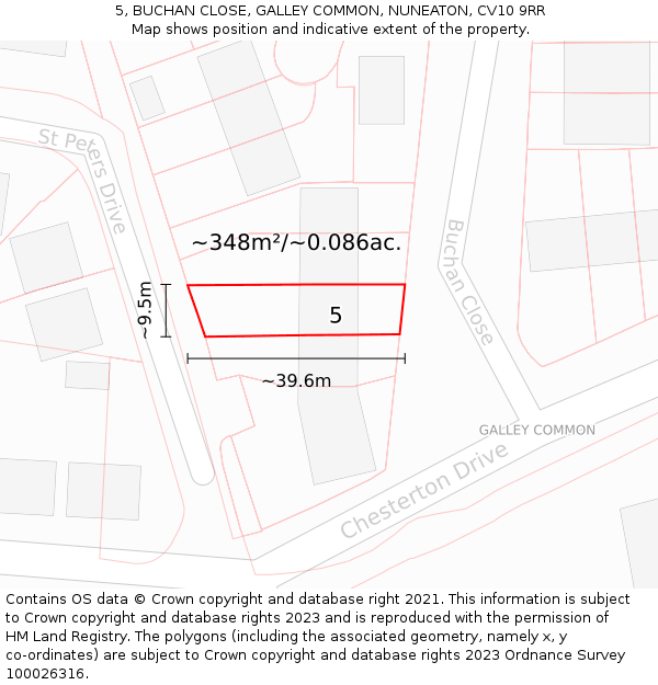 5, BUCHAN CLOSE, GALLEY COMMON, NUNEATON, CV10 9RR: Plot and title map