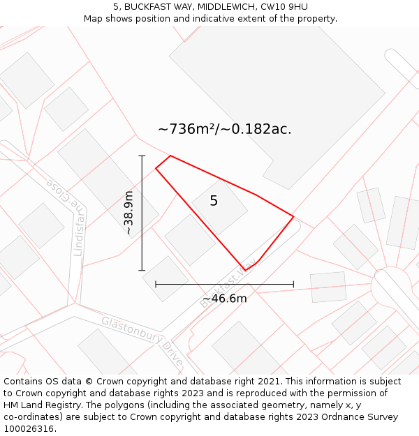 5, BUCKFAST WAY, MIDDLEWICH, CW10 9HU: Plot and title map