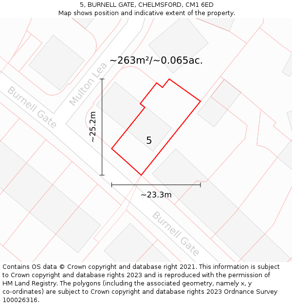 5, BURNELL GATE, CHELMSFORD, CM1 6ED: Plot and title map