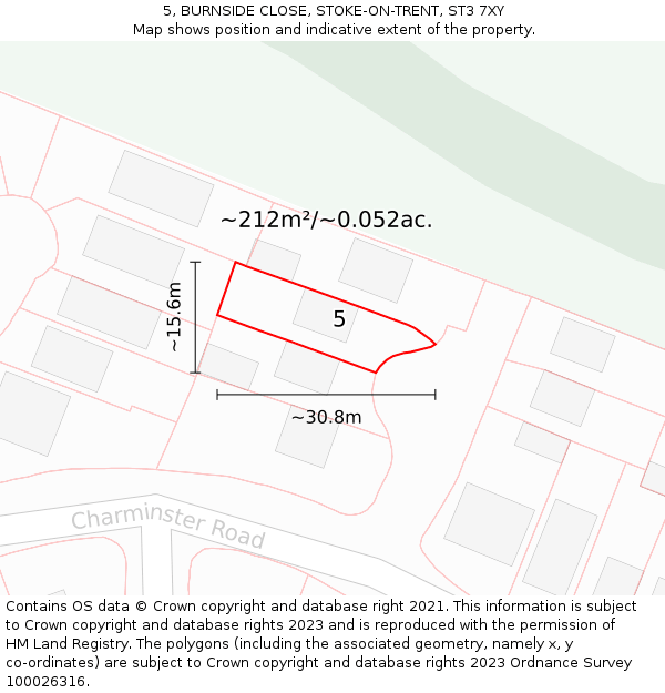 5, BURNSIDE CLOSE, STOKE-ON-TRENT, ST3 7XY: Plot and title map