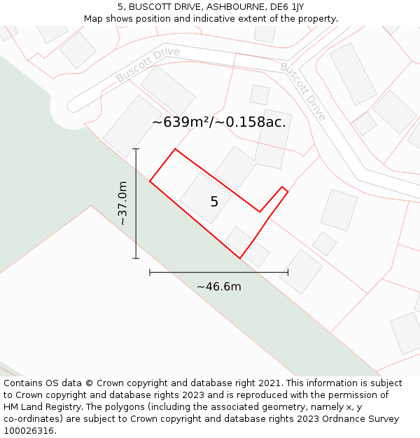 5, BUSCOTT DRIVE, ASHBOURNE, DE6 1JY: Plot and title map