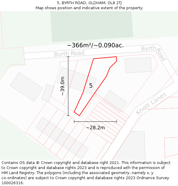 5, BYRTH ROAD, OLDHAM, OL8 2TJ: Plot and title map