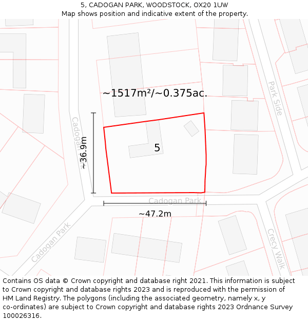 5, CADOGAN PARK, WOODSTOCK, OX20 1UW: Plot and title map