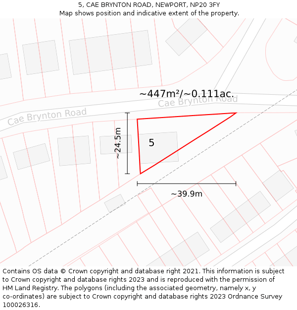 5, CAE BRYNTON ROAD, NEWPORT, NP20 3FY: Plot and title map