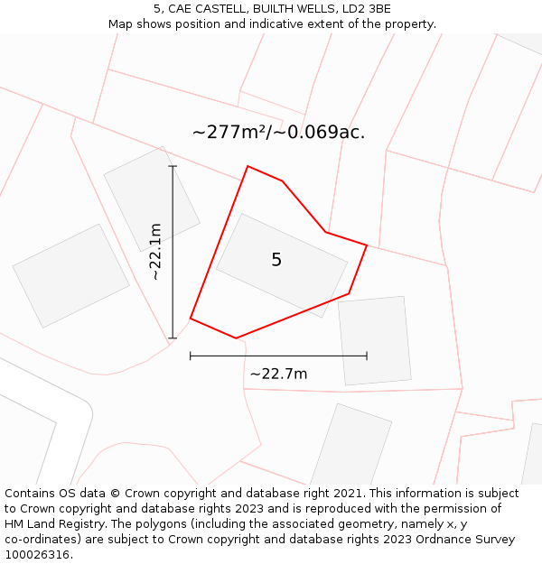 5, CAE CASTELL, BUILTH WELLS, LD2 3BE: Plot and title map