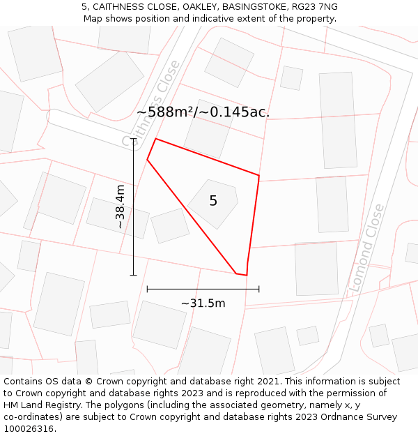 5, CAITHNESS CLOSE, OAKLEY, BASINGSTOKE, RG23 7NG: Plot and title map