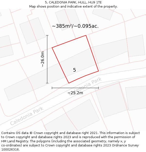 5, CALEDONIA PARK, HULL, HU9 1TE: Plot and title map