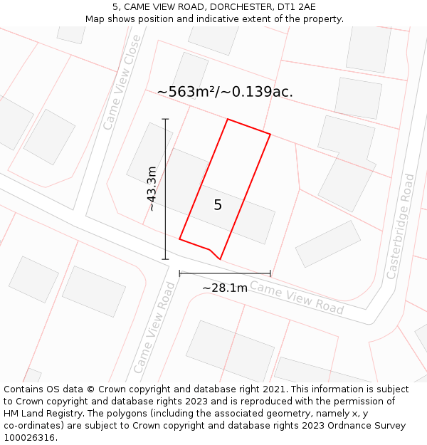 5, CAME VIEW ROAD, DORCHESTER, DT1 2AE: Plot and title map