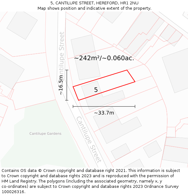 5, CANTILUPE STREET, HEREFORD, HR1 2NU: Plot and title map