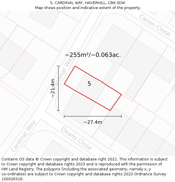 5, CARDINAL WAY, HAVERHILL, CB9 0DW: Plot and title map