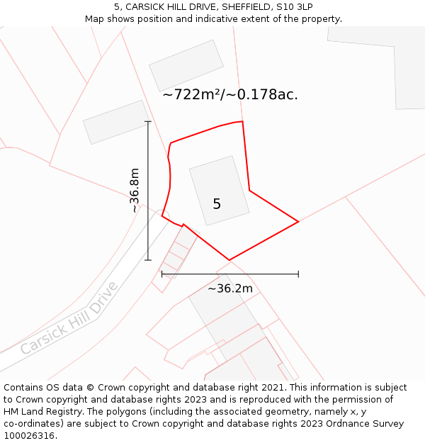 5, CARSICK HILL DRIVE, SHEFFIELD, S10 3LP: Plot and title map
