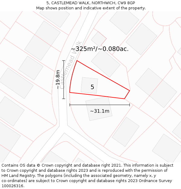 5, CASTLEMEAD WALK, NORTHWICH, CW9 8GP: Plot and title map