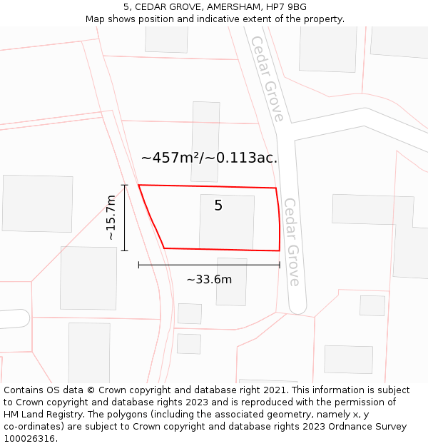 5, CEDAR GROVE, AMERSHAM, HP7 9BG: Plot and title map