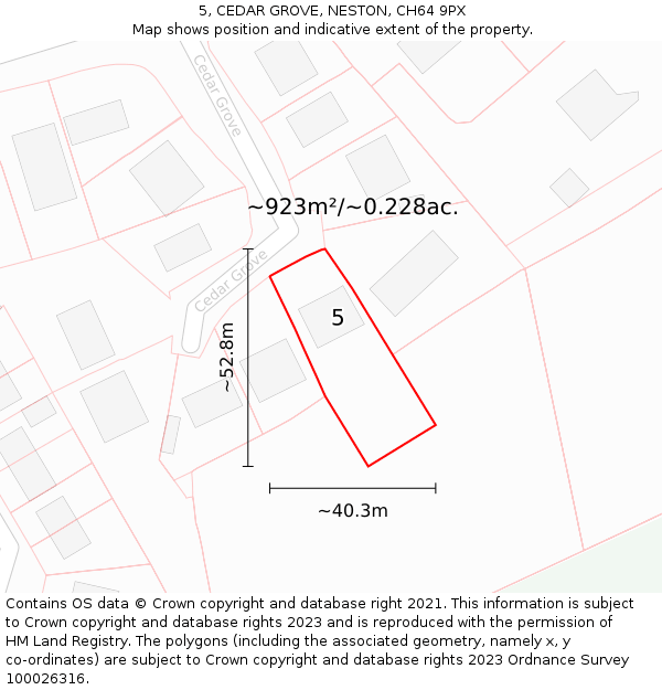 5, CEDAR GROVE, NESTON, CH64 9PX: Plot and title map