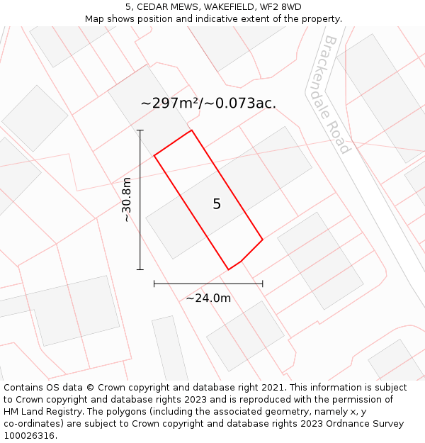 5, CEDAR MEWS, WAKEFIELD, WF2 8WD: Plot and title map