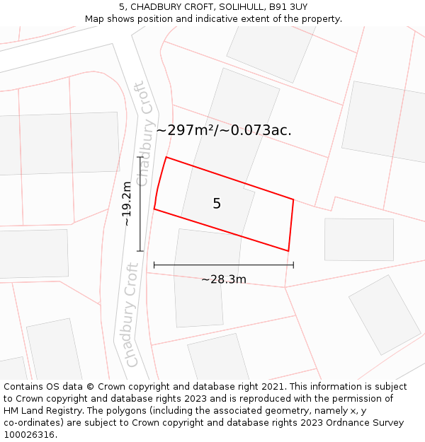 5, CHADBURY CROFT, SOLIHULL, B91 3UY: Plot and title map