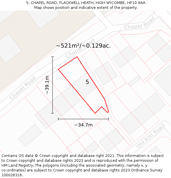 5, CHAPEL ROAD, FLACKWELL HEATH, HIGH WYCOMBE, HP10 9AA: Plot and title map