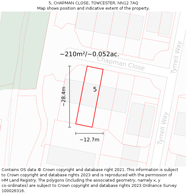 5, CHAPMAN CLOSE, TOWCESTER, NN12 7AQ: Plot and title map